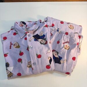 Disney Store Snow White and the Seven Dwarfs Pajama Set Womens Medium Purple VTG
